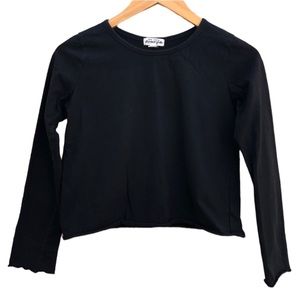 Ten Sixty Sherman Girl Crop Top Pullover Raw Hem Black Girls Size XL